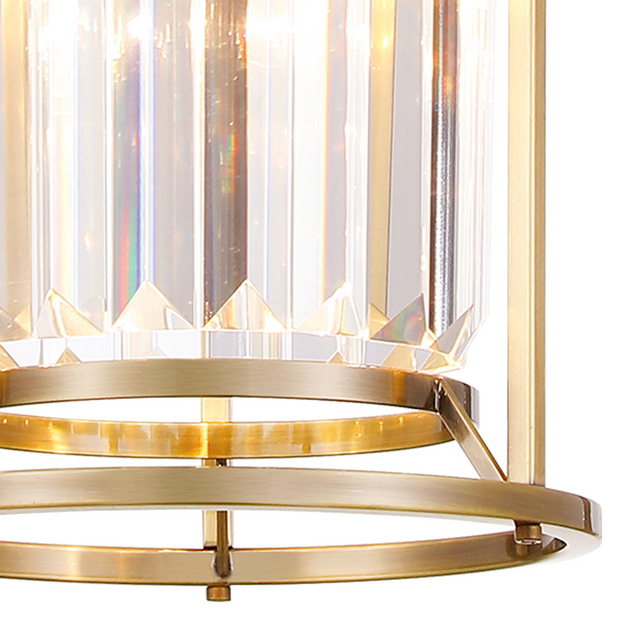 Idolite Petra Single Pendant/Semi-Flush Ceiling Light Antique Brass With Clear Crystal