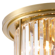 Idolite Petra 4 Light Round Flush Ceiling Light Antique Brass With Clear Crystal