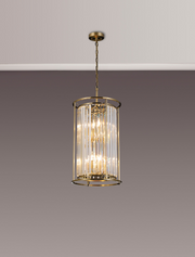 Idolite Petra 2 Tier 6 Light Pendant/Semi-Flush Ceiling Light Antique Brass With Clear Crystal