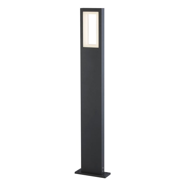 Dark Grey Led Exterior Rectangular Post Lamp Complete With Opal White Lens