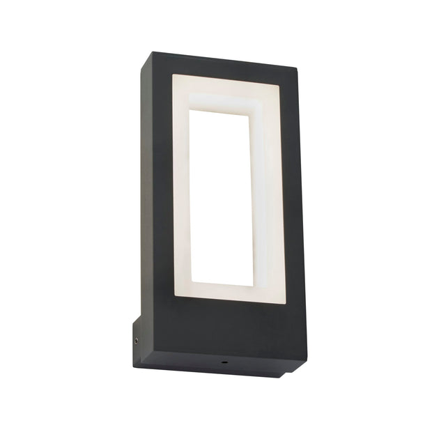 Dark Grey Led Exterior Rectangular Wall Light Complete With Opal White Lens