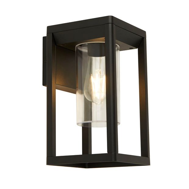 Die Cast Aluminium Black Exterior Downward Facing Wall Light Complete With Clear Polycarbonate Shade