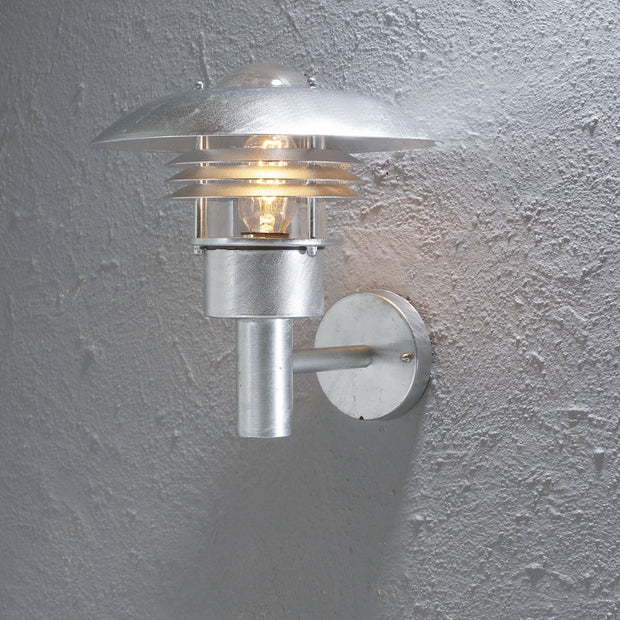 Konstsmide Modena Galvanisted Steel Exterior Wall Light Complete With Clear Glass