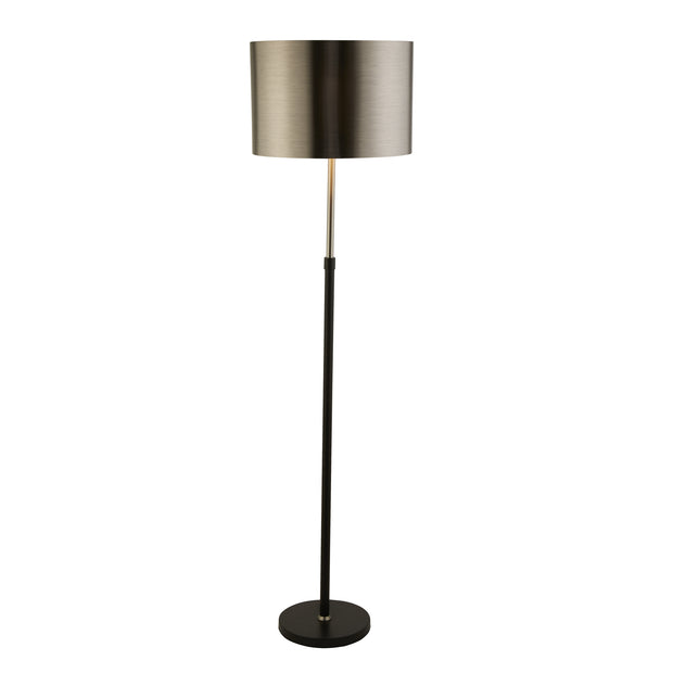 Matt Black/Chrome Floor Lamp Complete With Brushed Black Chrome Shade