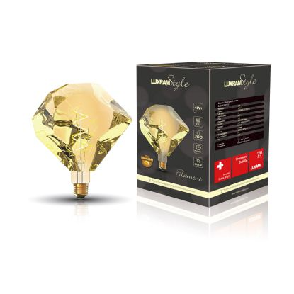 4W LED Classic Style Amber Finish Dimmable Diamond Lamp - E27, 2100K