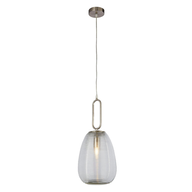Satin Nickel Elixir Single Pendant Complete With Clear Glass Shade