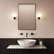 Astro Sagara Matt Black Bathroom Wall Light With Opal Glass Globe - IP44
