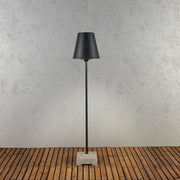 Konstsmide Lucca Matt Black Exterior Floor Lamp Complete With Metallic Shade