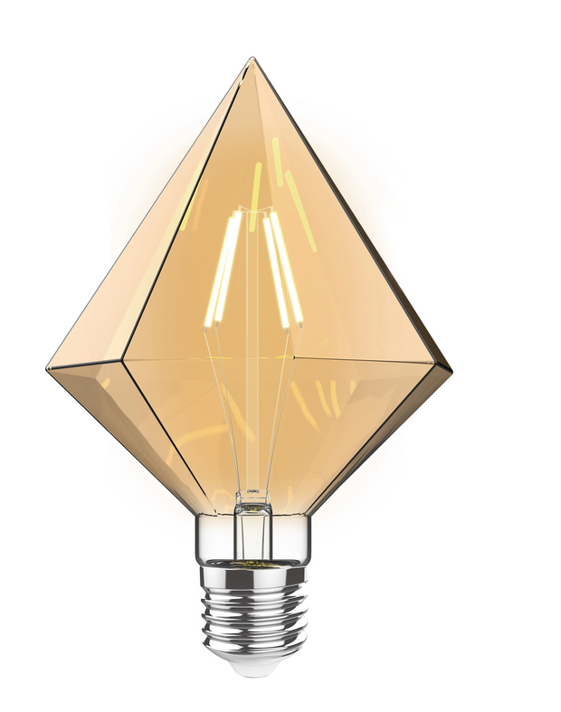 4W LED Classic Style Amber Finish Dimmable Diamond Shape Lamp - E27, 2100K