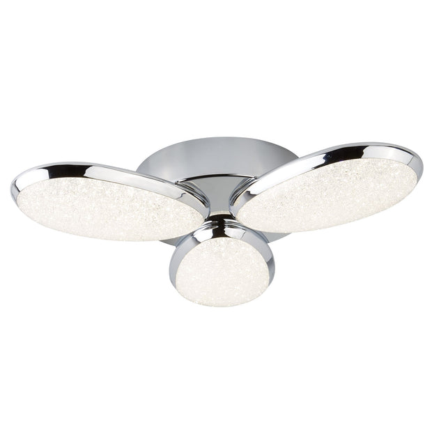 Chrome Lori 3 Light Flush Led Ceiling Light Complete With Crystal Sand And Acrylic Shade Decoration