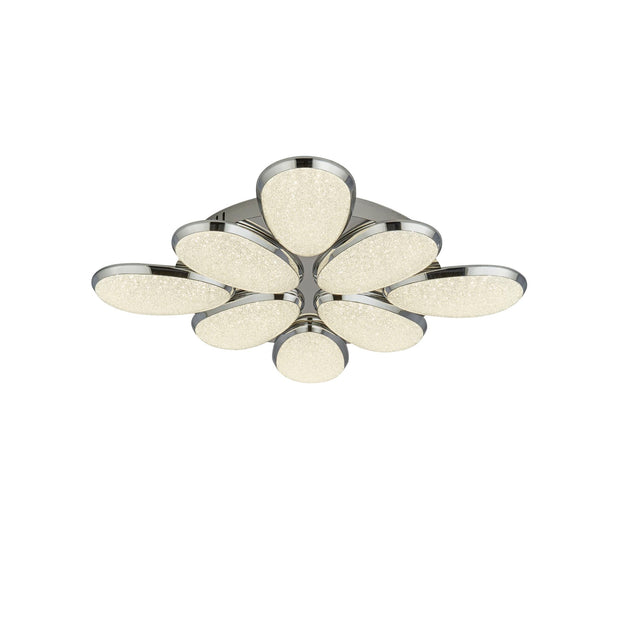 Chrome Lori 8 Light Flush Led Ceiling Light Complete With Crystal Sand And Acrylic Shade Decoration