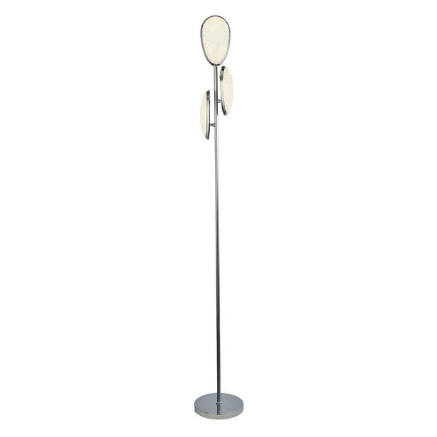 Chrome Lori Led 3 Light Floor Lamp Complete With Crystal Sand And Acrylic Shade Decoration