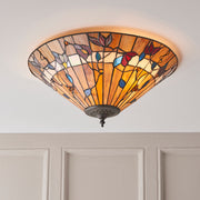 Interiors 1900 Bernwood 2 Light Flush Tiffany Ceiling Light - 63948