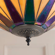 Interiors 1900 Dark Star 3 Light Semi Flush Tiffany Ceiling Light - 64043