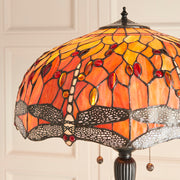 Interiors 1900 Dragonfly Flame 2 Light Tiffany Floor Lamp - 64070