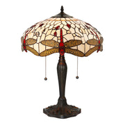 Interiors 1900 Dragonfly Beige 2 Light Tiffany Table Lamp - 64085