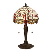 Interiors 1900 Dragonfly Beige 2 Light Tiffany Table Lamp - 64086
