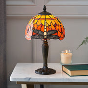 Interiors 1900 Dragonfly Flame 1 Light Tiffany Table Lamp - 64091