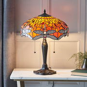 Interiors 1900 Dragonfly Flame 2 Light Tiffany Table Lamp - 64093