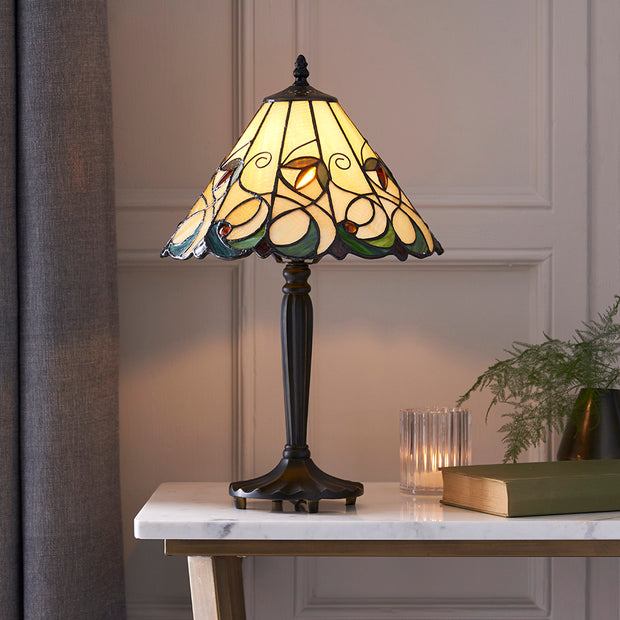 Interiors 1900 Jamelia 1 Light Tiffany Table Lamp - 64195
