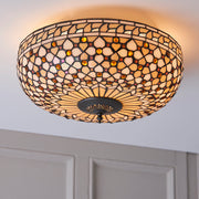 Interiros 1900 Mille Feux 2 Light Flush Tiffany Ceiling Light - 64276