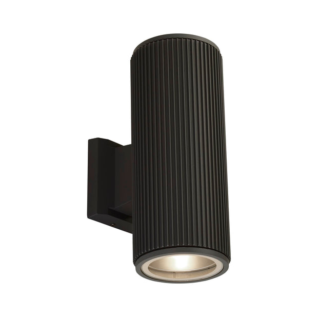 Black Die Cast Aluminium Up And Down Exterior Wall Light With Clear Glass Lenses