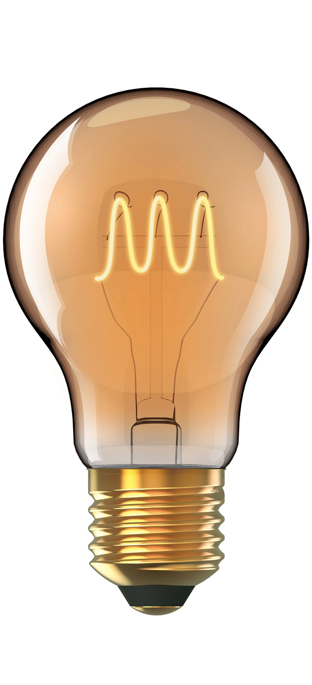 5W LED Classic Deco Gold Finish GLS Lamp With Decorative Filament - E27, 1800K