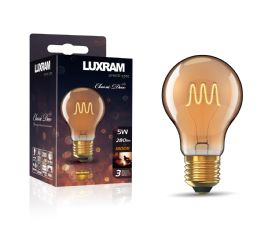 5W LED Classic Deco Gold Finish GLS Lamp With Decorative Filament - E27, 1800K