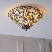Interiors 1900 Dauphine 2 Light Flush Tiffany Ceiling Light - 70700