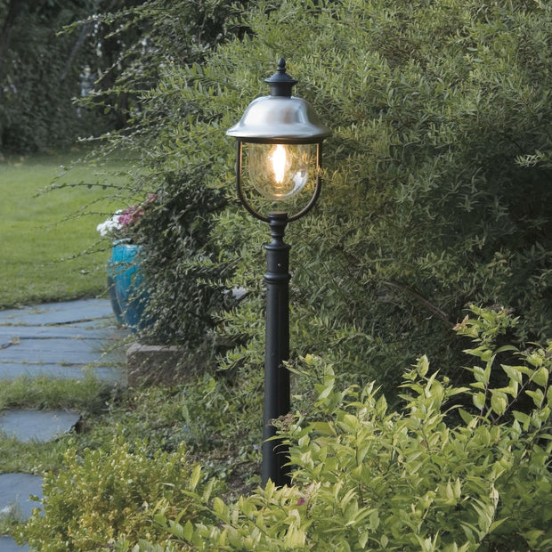 Konstsmide Parma Matt Black Exterior Post Lamp Complete With Stainless Steel Hat And Clear Acrylic Lens