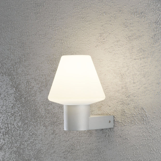 Konstsmide Barletta Grey Exterior Wall Light Complete With Opal Shade