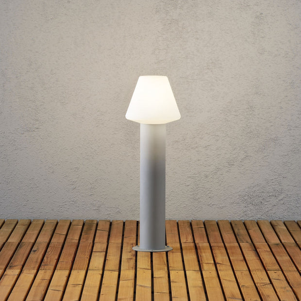 Konstsmide Barletta Small Grey Exterior Post Lamp Complete With Opal Shade