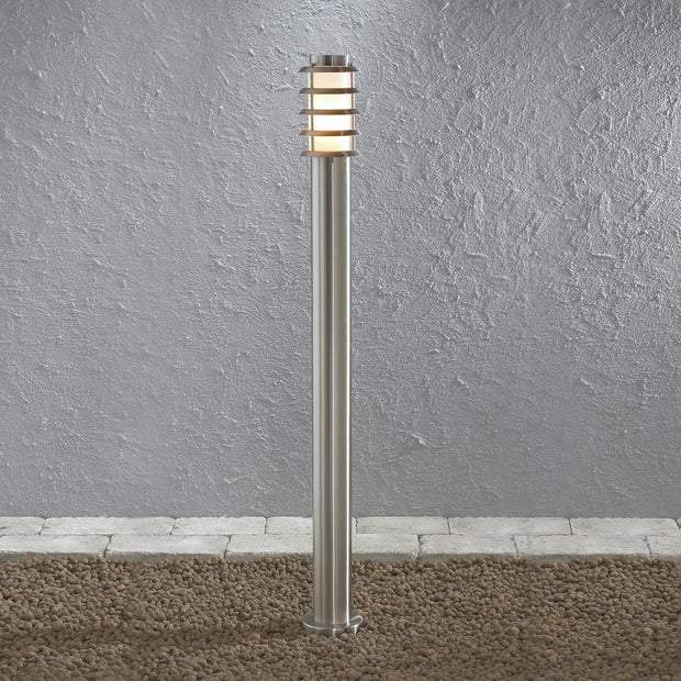 Konstsmide Trento Stainless Steel Exterior Post Lamp Complete With Opal Acrylic Lens
