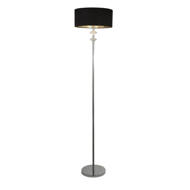 Polished Chrome New Orleans Floor Lamp Complete With Black Shade With Silver Inner