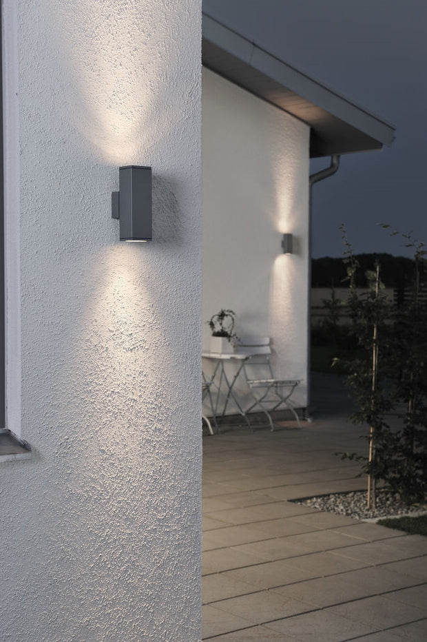 Konstsmide Monza Anthracite Rectangular Led Up And Down Exterior Wall Light