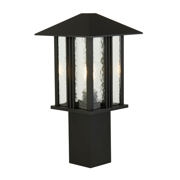Die Cast Aluminium Black Venice Exterior Pedestal Lamp Complete With Water Glass Shade