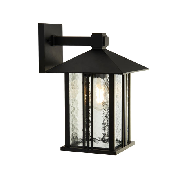 Die Cast Aluminium Black Venice Downward Facing Exterior Wall Light Complete With Water Glass Shade