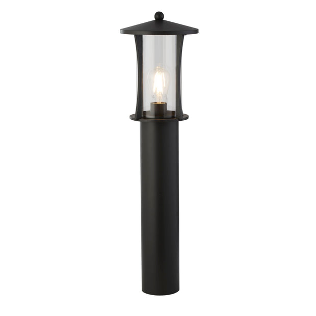 Die Cast Aluminium Black Pagoda Exterior Post Lamp Complete With Clear Glass Shade