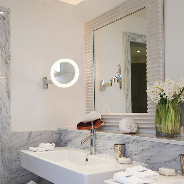 Astro Niimi Round LED Polished Chrome Adjustable Bathroom Mirror Wall Light - IP44 3000K