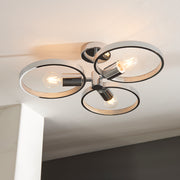 MER/3SF Polished Chrome 3 Light Semi Flush Ceiling Light Complete With Acylic Decoration IP44