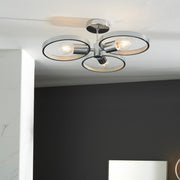 MER/3SF Polished Chrome 3 Light Semi Flush Ceiling Light Complete With Acylic Decoration IP44
