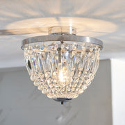 ION/FL Polished Chrome Flush 1 Light Ceiling Light Complete With Crystal Decoration - IP44
