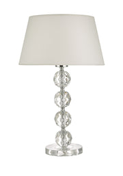 Dar Aletta ALE4208 Clear Crystal Like Acrylic Table Lamp Complete With Ivory Shade