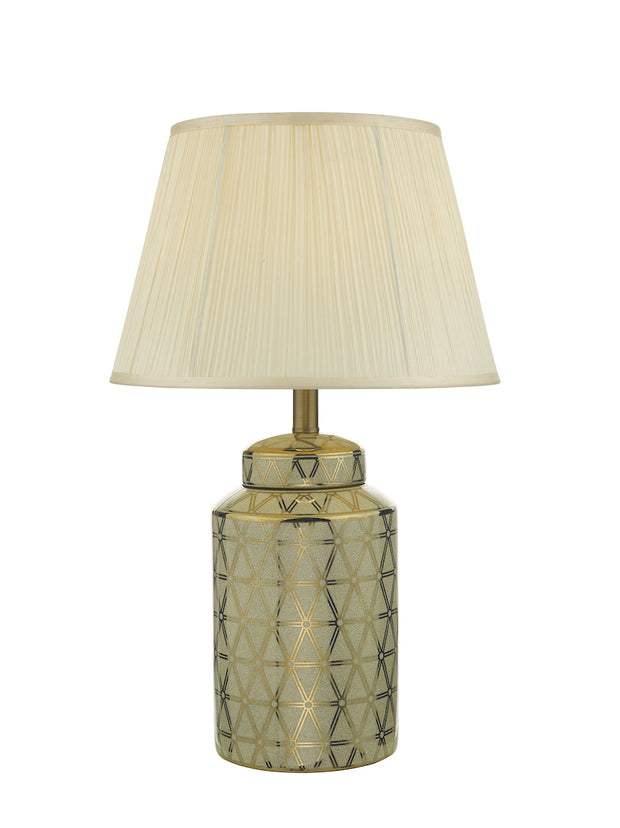 Dar Alwinda ALW4235 Single Table Lamp In Gold Finish Complete With Ivory String Shade