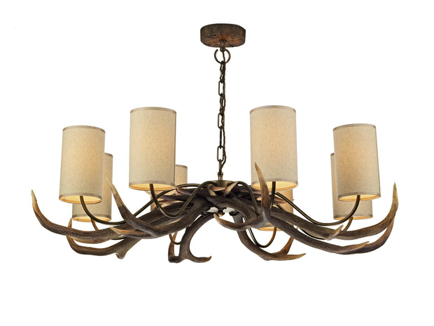 David Hunt Antler ANT0829S Rustic 8 Light Rustic Chandelier Complete With Shades