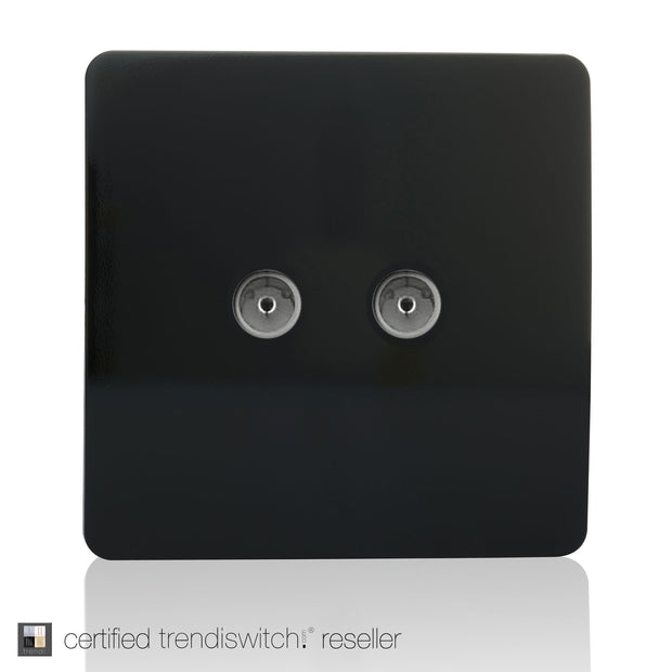 Trendiswitch Gloss Black Twin TV Co-Axial Outlet