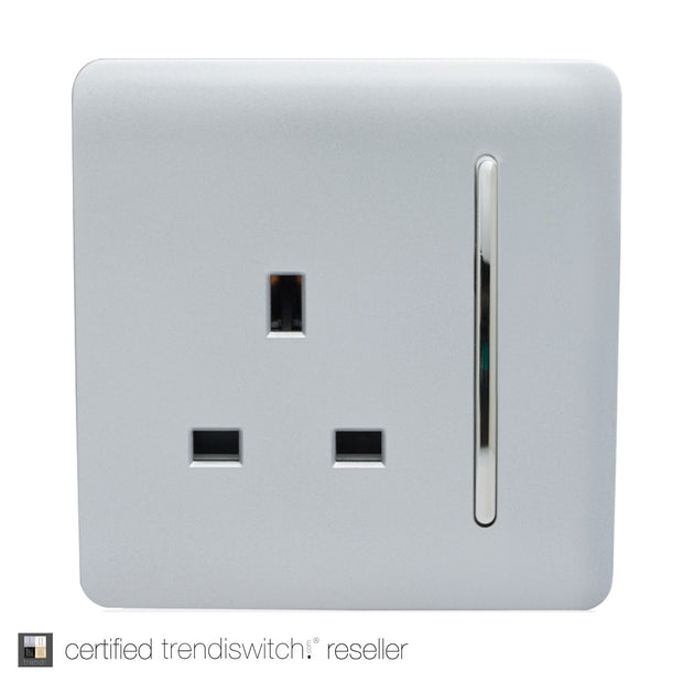 Trendiswitch Silver 1 Gang 13A Switched Socket