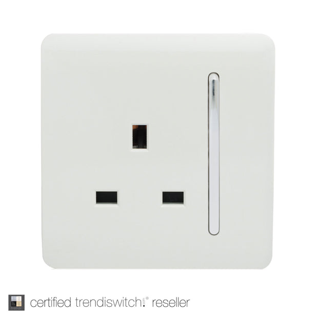 Trendiswitch Gloss White 1 Gang 13A Switched Socket