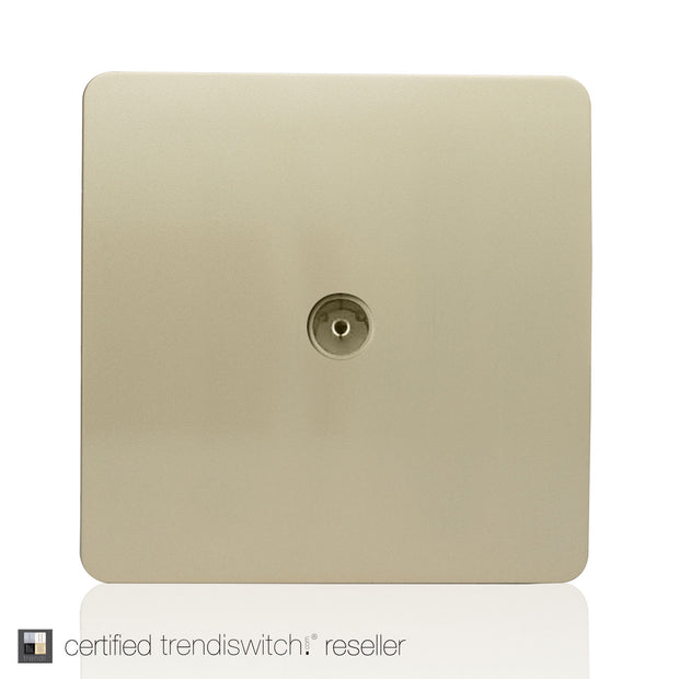 Trendiswitch Champagne Gold TV Co-Axial 1 Gang Outlet