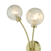 Dar Avari Satin Brass Double Wall Light Complete With Glass Shades